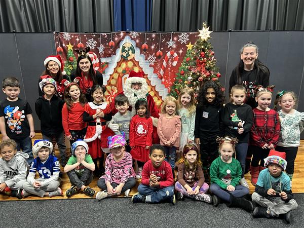 Ms. Bellini's class visits with Santa